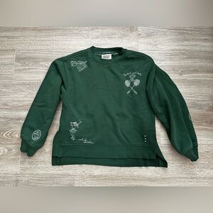 Scotch & Soda Women’s Green Graphic Tennis Crewneck Sweatshirt - Size XS